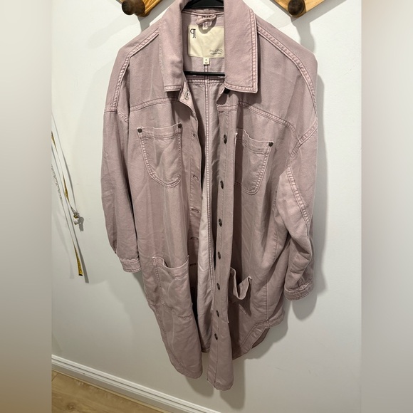 Anthropologie-PILCRO- DUSTER SHIRT JACKET- MAUVE-LONG- OVERSIZED FIT- XS - Picture 9 of 11